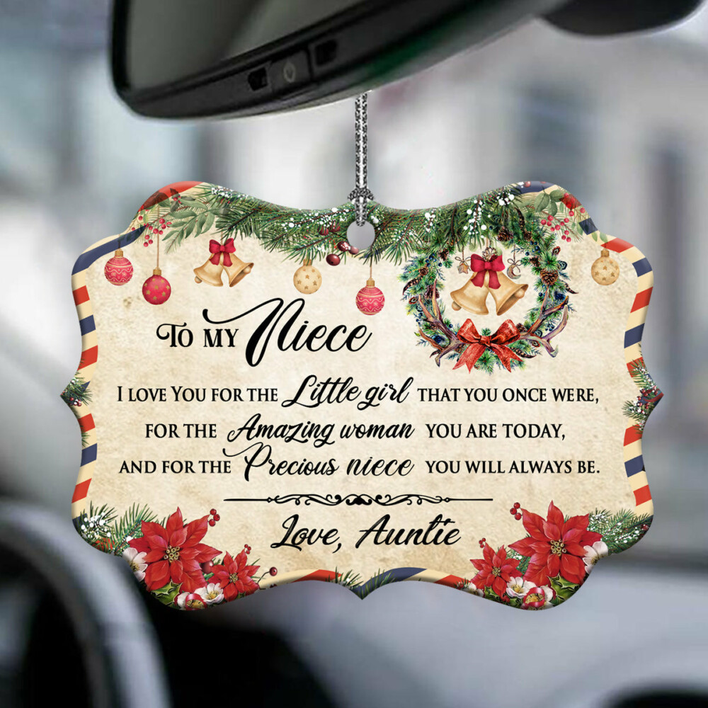 Family Christmas Letter Auntie To Niece - Horizontal Ornament - Owl Ohh - Owl Ohh
