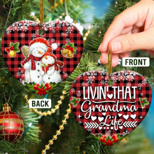Family Snowman Livin That Grandma Life - Heart Ornament - Owl Ohh - Owl Ohh