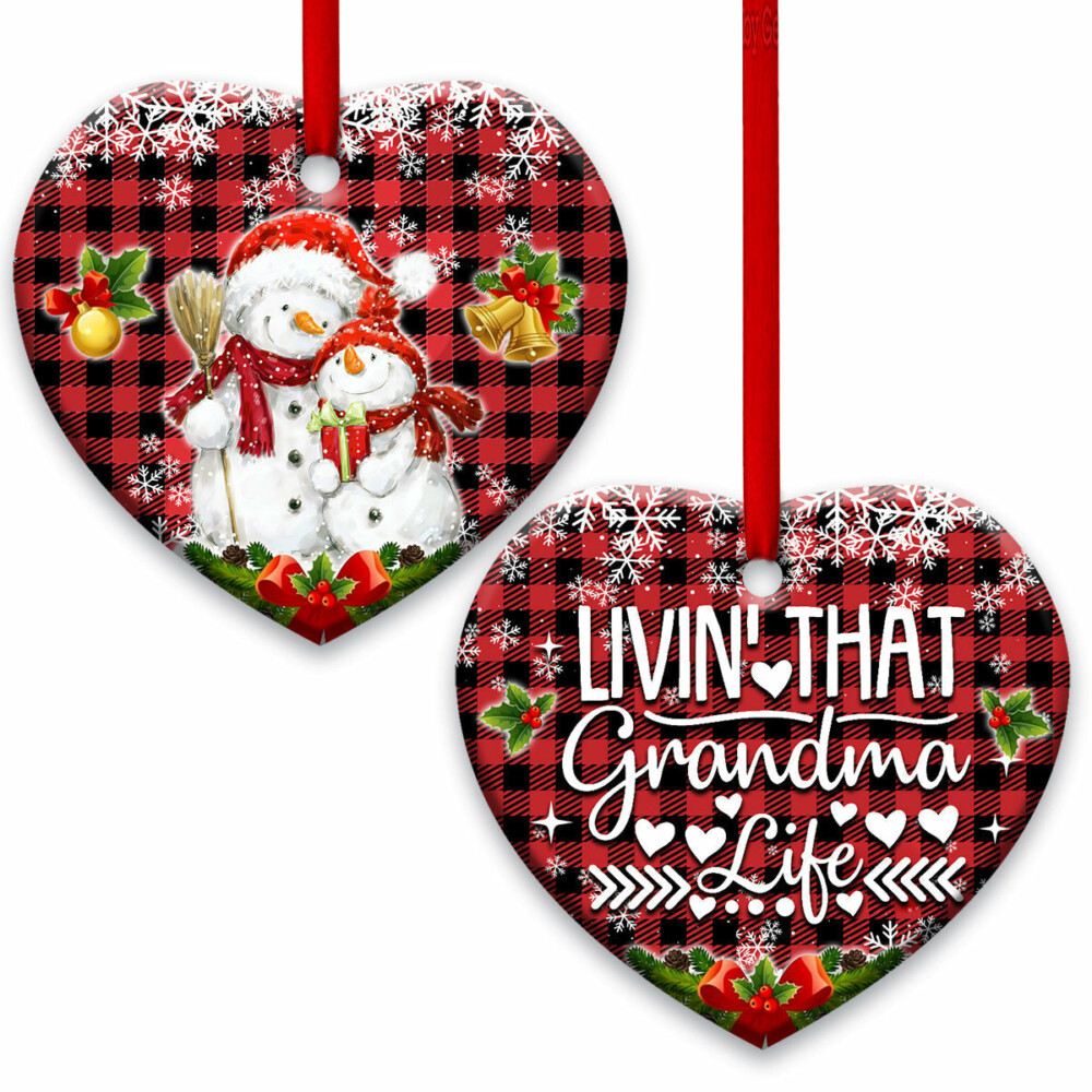 Family Snowman Livin That Grandma Life - Heart Ornament - Owl Ohh - Owl Ohh
