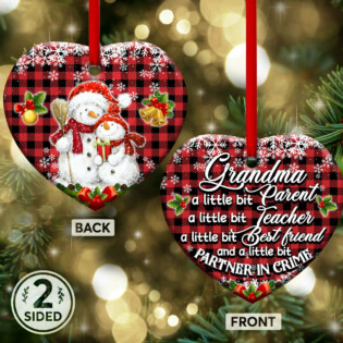 Family Snowman Grandma Parent Teacher Friend - Heart Ornament - Owl Ohh - Owl Ohh