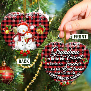Family Snowman Grandma Parent Teacher Friend - Heart Ornament - Owl Ohh - Owl Ohh