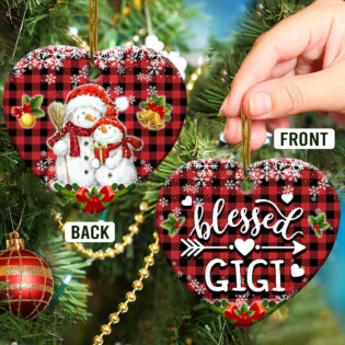 Family Snowman For Gandma Blessed GiGi - Heart Ornament - Owl Ohh - Owl Ohh