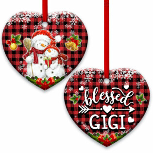 Family Snowman For Gandma Blessed GiGi - Heart Ornament - Owl Ohh - Owl Ohh