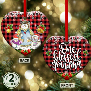 Family Snowman One Blessed Grandma With Two Grandkids - Heart Ornament - Owl Ohh - Owl Ohh