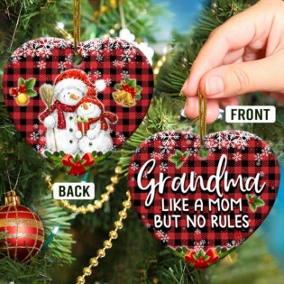 Family Snowman Grandma Like Mom But No Rules - Heart Ornament - Owl Ohh - Owl Ohh