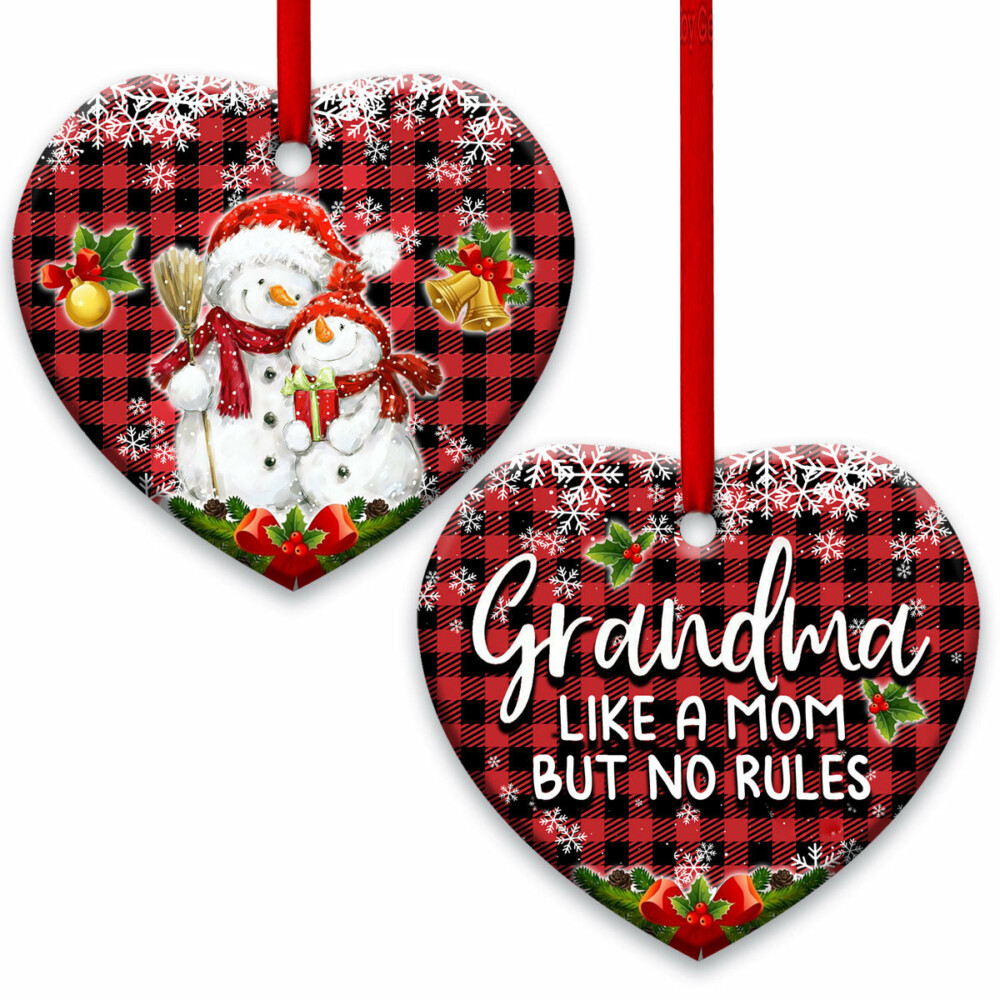 Family Snowman Grandma Like Mom But No Rules - Heart Ornament - Owl Ohh - Owl Ohh