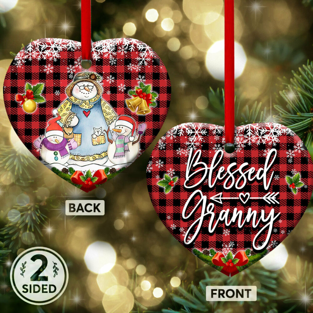 Snowman For Our Grandma We Love You Blessed Granny - Heart Ornament - Owl Ohh - Owl Ohh
