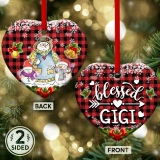 Family Snowman For Gandma Blessed GiGi With Two Grandkids - Heart Ornament - Owl Ohh - Owl Ohh