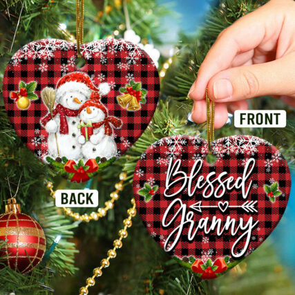 Snowman For My Grandma Blessed Granny - Heart Ornament - Owl Ohh - Owl Ohh