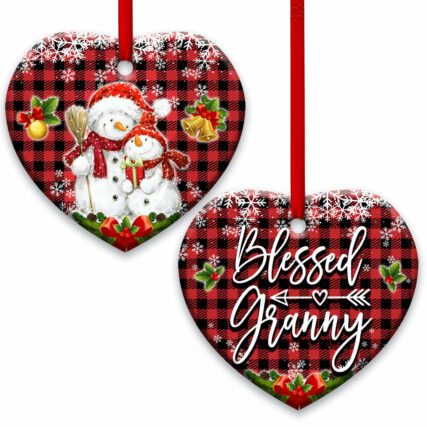 Snowman For My Grandma Blessed Granny - Heart Ornament - Owl Ohh - Owl Ohh