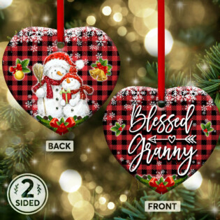 Snowman For My Grandma Blessed Granny - Heart Ornament - Owl Ohh - Owl Ohh