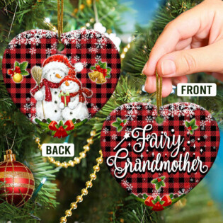 Family Snowman Fairy Grandmother - Heart Ornament - Owl Ohh - Owl Ohh