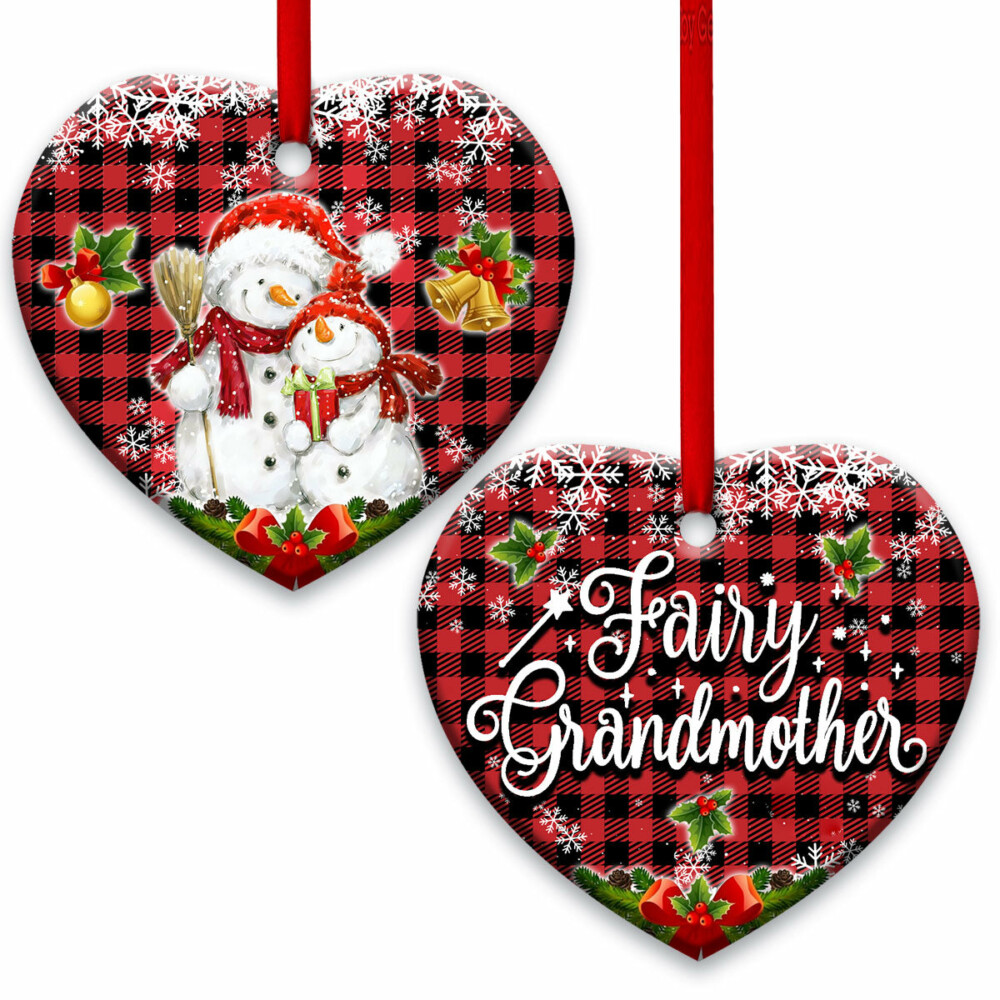 Family Snowman Fairy Grandmother - Heart Ornament - Owl Ohh - Owl Ohh