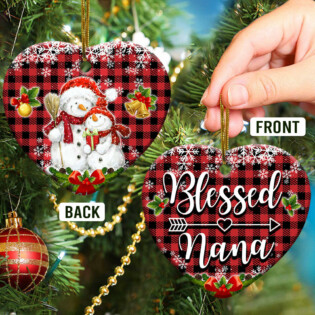 Family Snowman For Grandma Blessed Nana - Heart Ornament - Owl Ohh - Owl Ohh