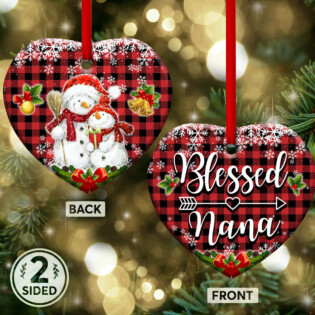Family Snowman For Grandma Blessed Nana - Heart Ornament - Owl Ohh - Owl Ohh