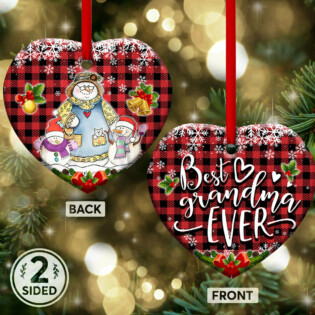 Family Snowman Best Grandma Ever For Our Grandma - Heart Ornament - Owl Ohh - Owl Ohh
