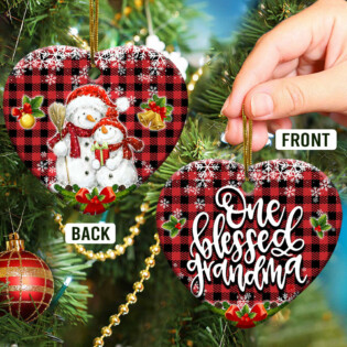 Family Snowman One Blessed Grandma - Heart Ornament - Owl Ohh - Owl Ohh
