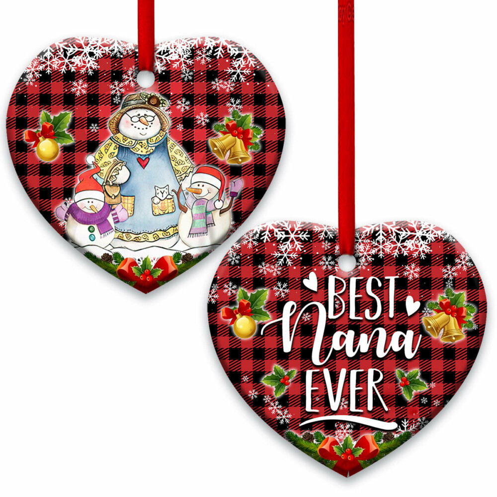 Family Snowman Gift For Grandma Our Nana Is The Best Nana Ever - Heart Ornament - Owl Ohh - Owl Ohh