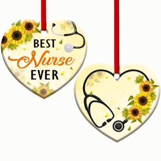 Nurse Sunflower Best Nurse Ever Personalized - Heart Ornament - Owl Ohh - Owl Ohh