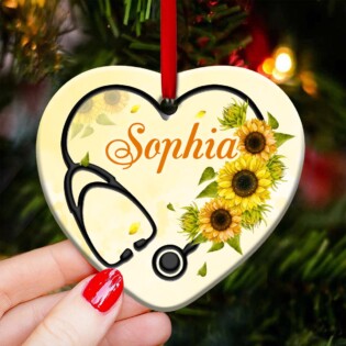Nurse Sunflower Best Nurse Ever Personalized - Heart Ornament - Owl Ohh - Owl Ohh