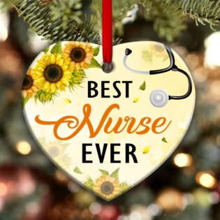 Nurse Sunflower Best Nurse Ever Personalized - Heart Ornament - Owl Ohh - Owl Ohh