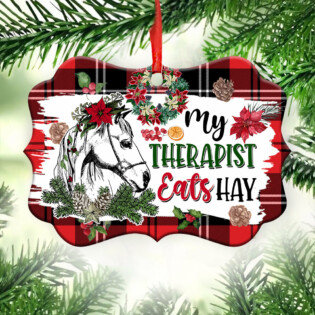 Horse My Therapist Eats Hay - Horizontal Ornament - Owl Ohh - Owl Ohh