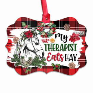 Horse My Therapist Eats Hay - Horizontal Ornament - Owl Ohh - Owl Ohh