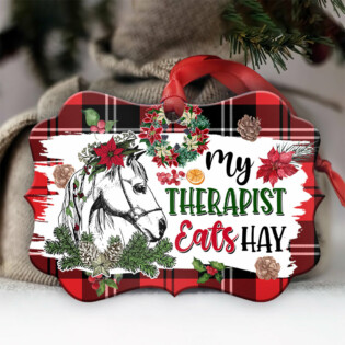 Horse My Therapist Eats Hay - Horizontal Ornament - Owl Ohh - Owl Ohh
