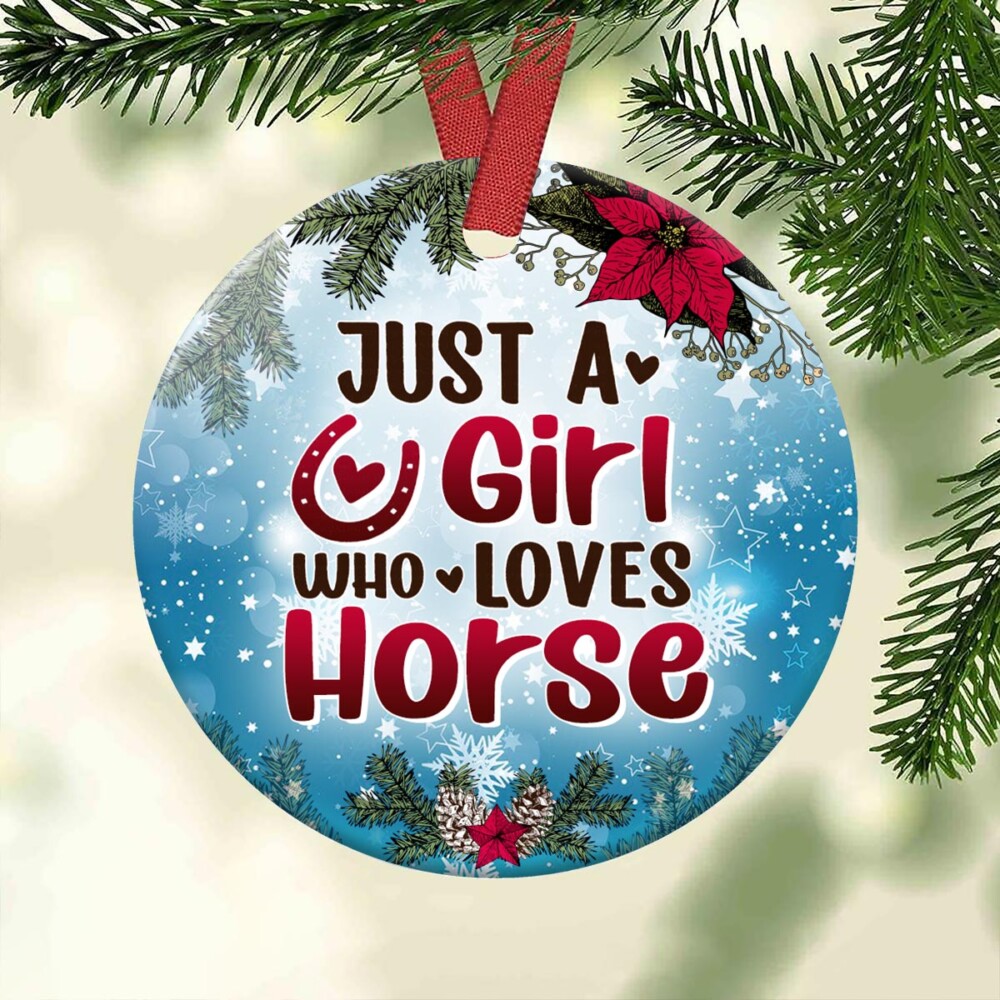 Horse Just A Girl Who Loves Horse - Circle Ornament - Owl Ohh - Owl Ohh
