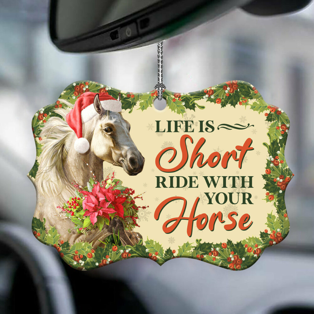 Horse Life Is Short Ride With Your Horse - Horizontal Ornament - Owl Ohh - Owl Ohh