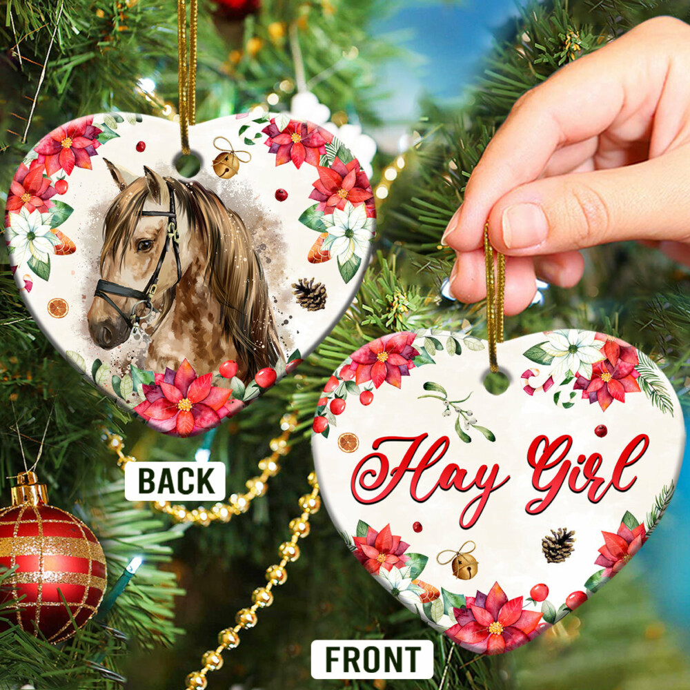 Horse Lover Hay Girl - Heart Ornament - Owl Ohh - Owl Ohh