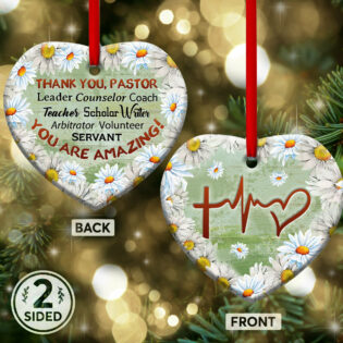 Flower Faith Thank You Pastor You Are Amazing - Heart Ornament - Owl Ohh - Owl Ohh