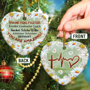 Flower Faith Thank You Pastor You Are Amazing - Heart Ornament - Owl Ohh - Owl Ohh