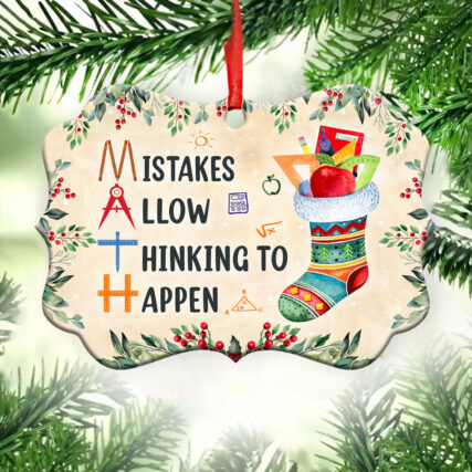 Christmas Gift Math Mistakes Allow Thinking To Happen - Horizontal Ornament - Owl Ohh - Owl Ohh