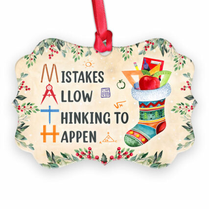 Christmas Gift Math Mistakes Allow Thinking To Happen - Horizontal Ornament - Owl Ohh - Owl Ohh