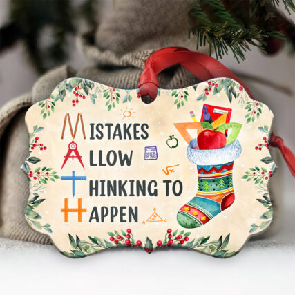 Christmas Gift Math Mistakes Allow Thinking To Happen - Horizontal Ornament - Owl Ohh - Owl Ohh