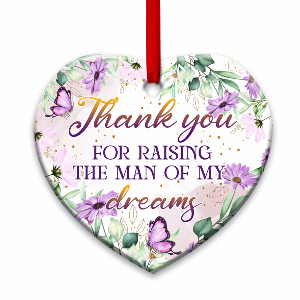 Butterfly Mother In Law Gift Thank You For Raising The Man Of My Dreams - Heart Ornament - Owl Ohh - Owl Ohh