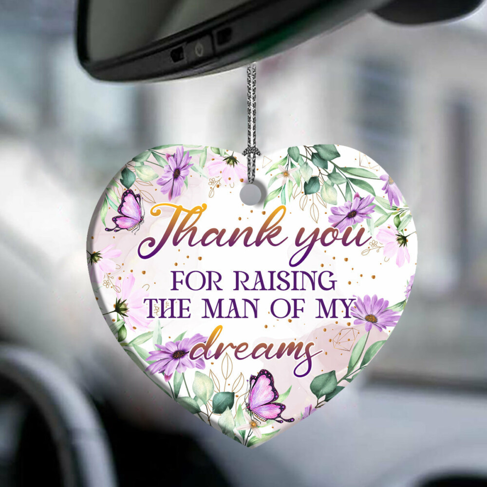 Butterfly Mother In Law Gift Thank You For Raising The Man Of My Dreams - Heart Ornament - Owl Ohh - Owl Ohh