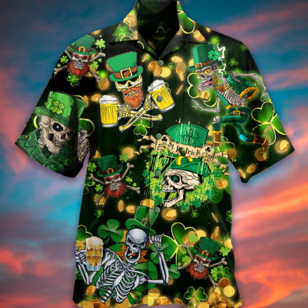 Irish Green Skull Love Beer - Hawaiian Shirt - Owl Ohh - Owl Ohh