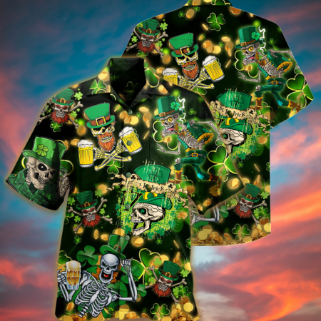 Irish Green Skull Love Beer - Hawaiian Shirt - Owl Ohh - Owl Ohh