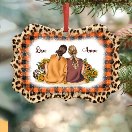 Family Bestie Autumn Sisters Not By Birth But By Heart Personalized - Horizontal Ornament - Owl Ohh - Owl Ohh