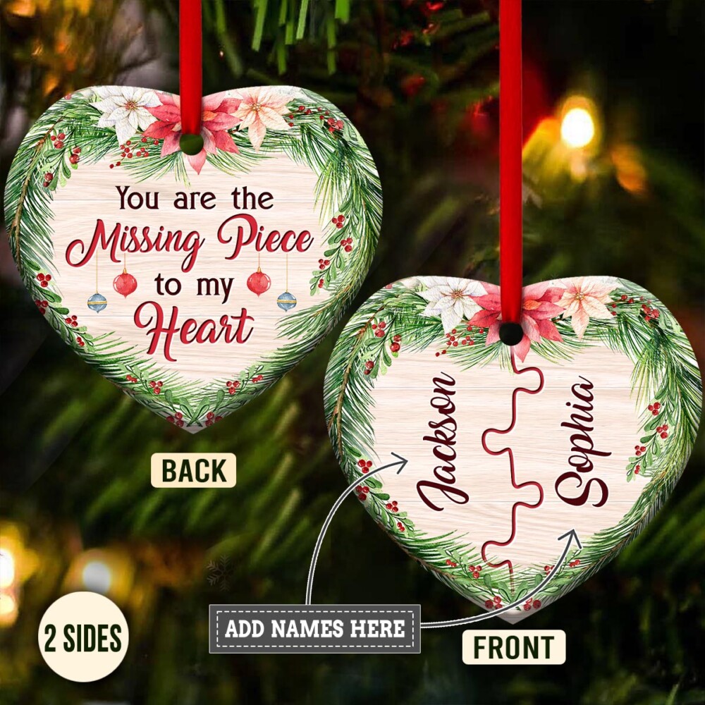 Christmas Gift You Are The Missing Piece To My Heart Personalized - Heart Ornament - Owl Ohh - Owl Ohh
