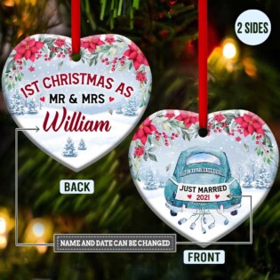 Christmas Gift Just Married - Heart Ornament - Owl Ohh - Owl Ohh