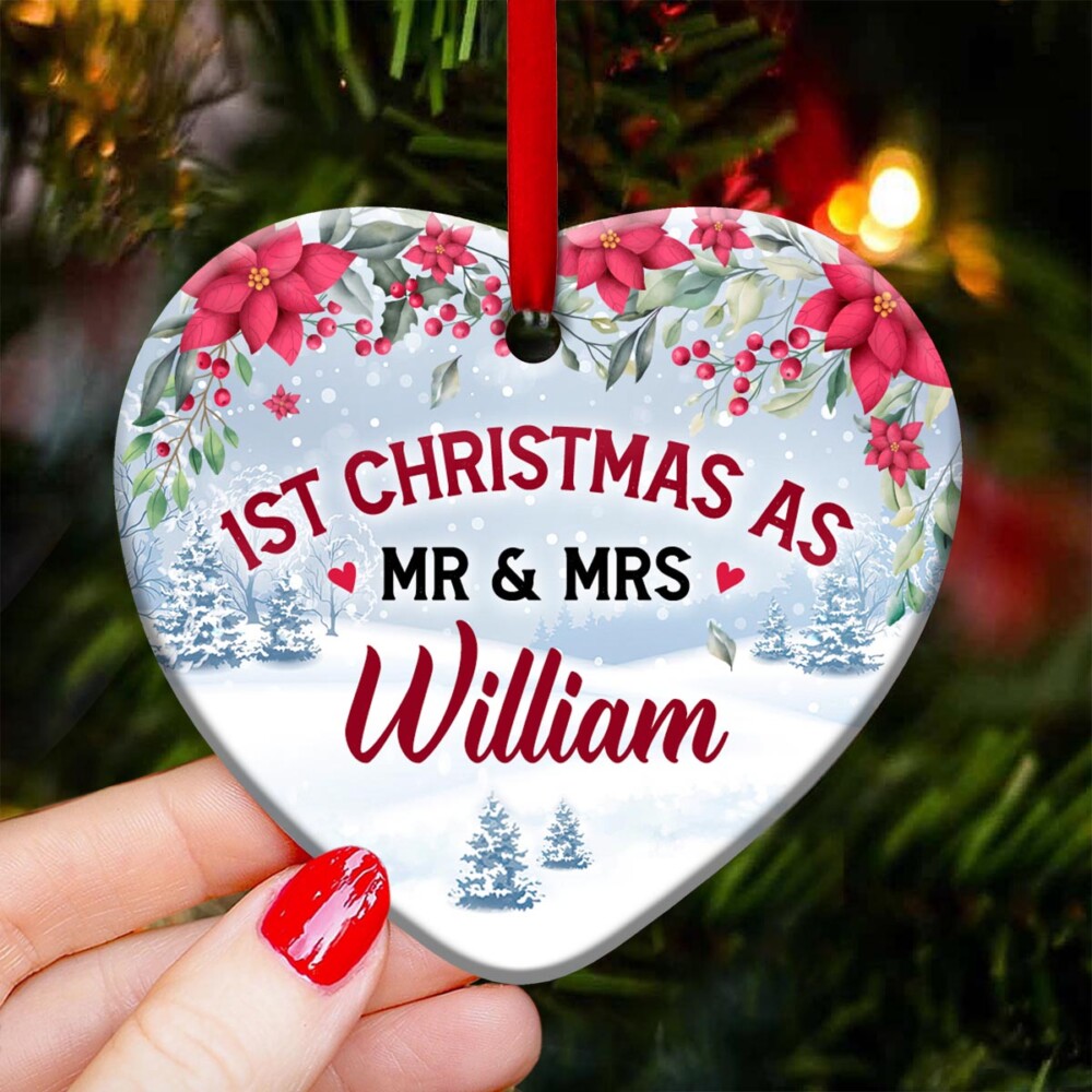 Christmas Gift Just Married - Heart Ornament - Owl Ohh - Owl Ohh