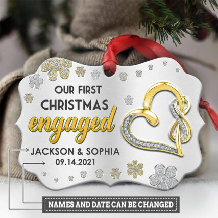 Christmas Gift Our First Christmas Engaged Personalized - Horizontal Ornament - Owl Ohh - Owl Ohh
