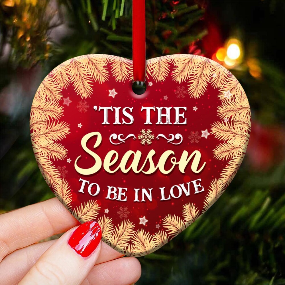Christmas Gift Tis The Season To Be In Love Personalized - Heart Ornament - Owl Ohh - Owl Ohh