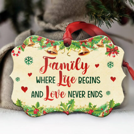 Christmas Gift Family Where Life Begins And Love Never Ends - Horizontal Ornament - Owl Ohh - Owl Ohh