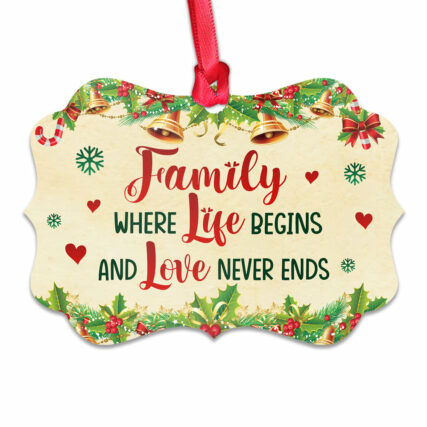 Christmas Gift Family Where Life Begins And Love Never Ends - Horizontal Ornament - Owl Ohh - Owl Ohh