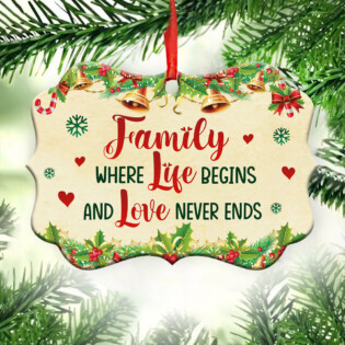 Christmas Gift Family Where Life Begins And Love Never Ends - Horizontal Ornament - Owl Ohh - Owl Ohh