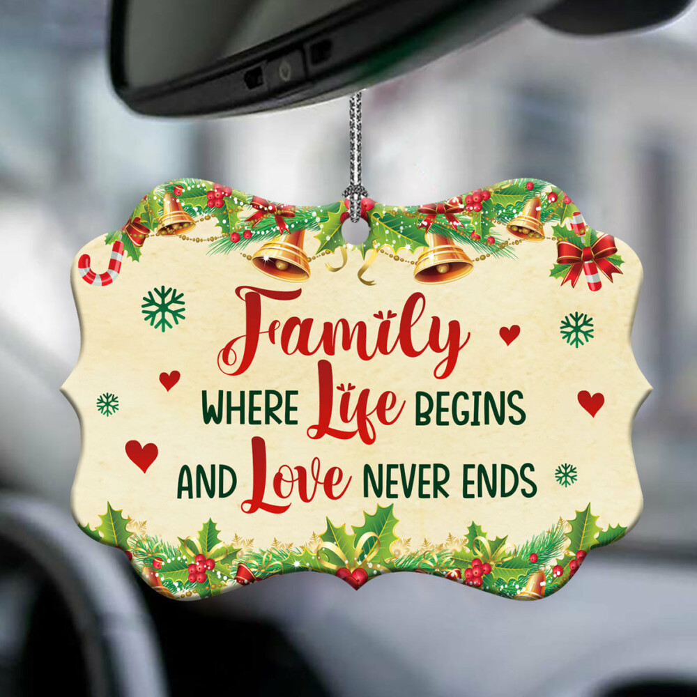 Christmas Gift Family Where Life Begins And Love Never Ends - Horizontal Ornament - Owl Ohh - Owl Ohh